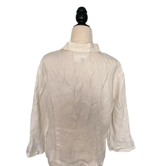 Flax white linen button down blouse - Picture 2 of 9